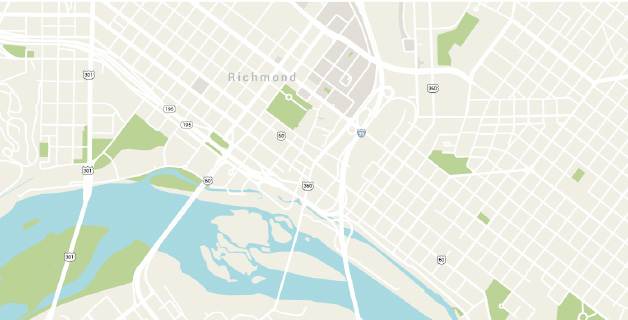 Map of Richmond, VA and Henrico, VA